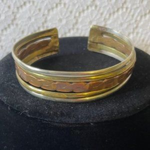 Stunning Handmade Copper and Brass Designed Cuff Bracelet -Width .5 Inches EUC